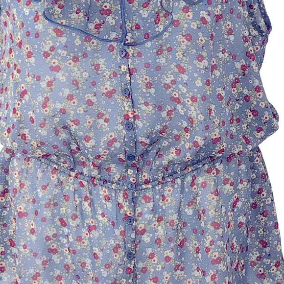 Maurices Sheer Button Up Peplum Hem Floral Sleeveless Top size Large - Picture 5 of 13